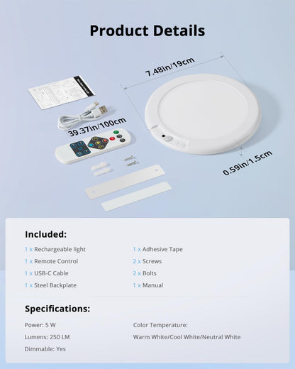 Combuh Motion Sensor Ceiling Light Battery Powered – Hands-Free Hallway and Staircase Safety Light for Elderly Fall Prevention