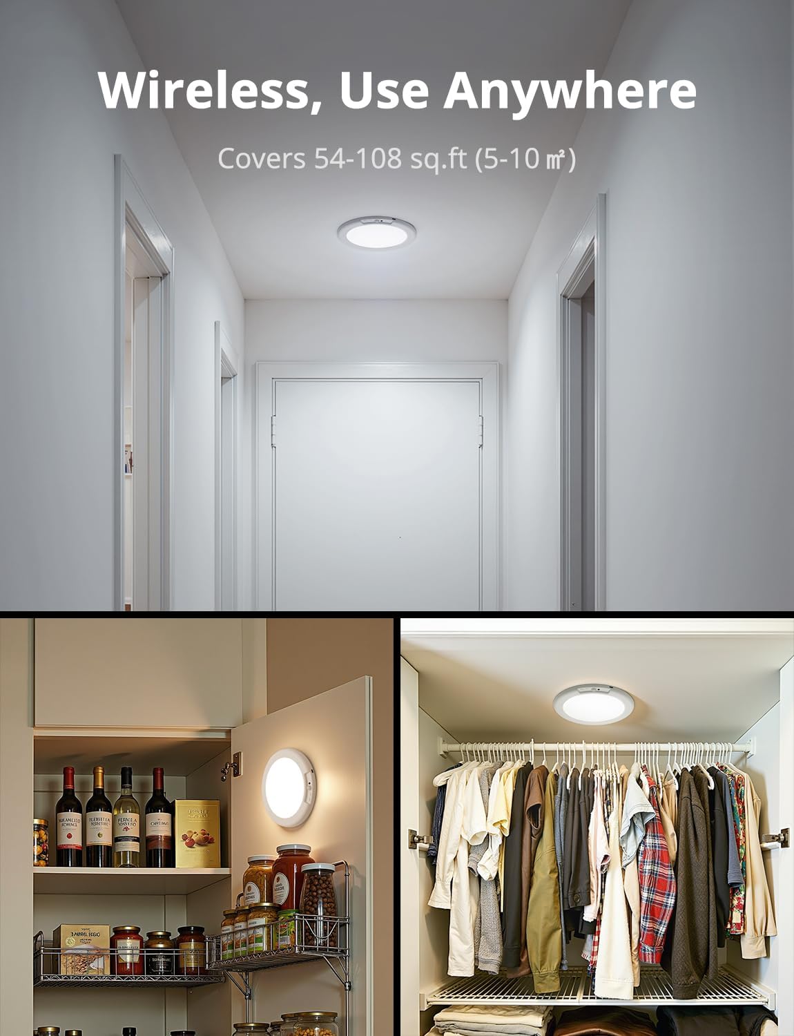 Combuh Motion Sensor Ceiling Light Battery Powered – Hands-Free Hallway and Staircase Safety Light for Elderly Fall Prevention