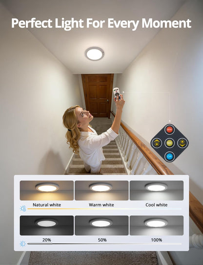 Combuh Motion Sensor Ceiling Light Battery Powered – Hands-Free Hallway and Staircase Safety Light for Elderly Fall Prevention