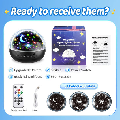 COOLNIGHT Kids Night Light – Christmas and Birthday Gift for 4 Year Old Boy, 93 Lighting Modes
