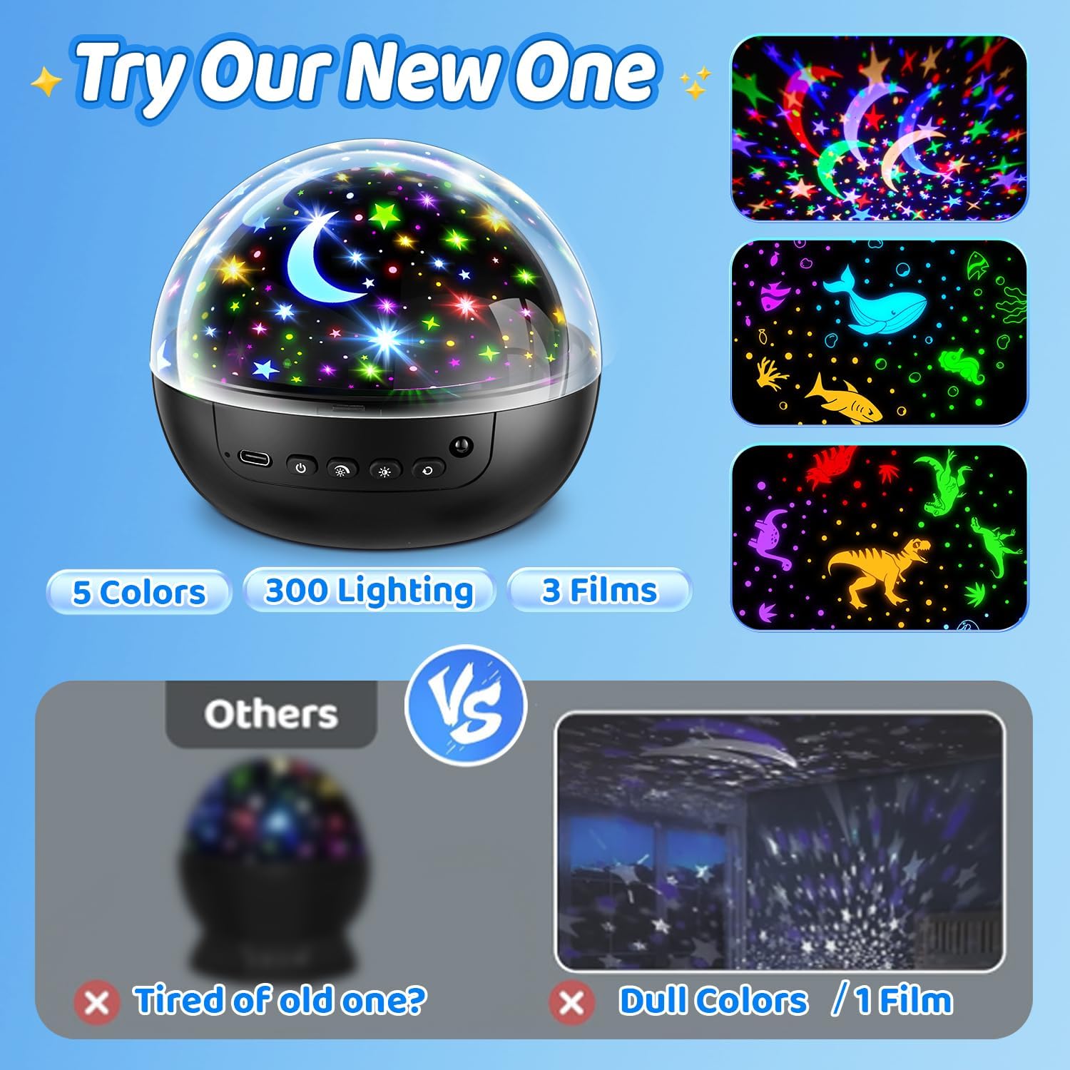 COOLNIGHT Kids Night Light – Christmas and Birthday Gift for 4 Year Old Boy, 93 Lighting Modes