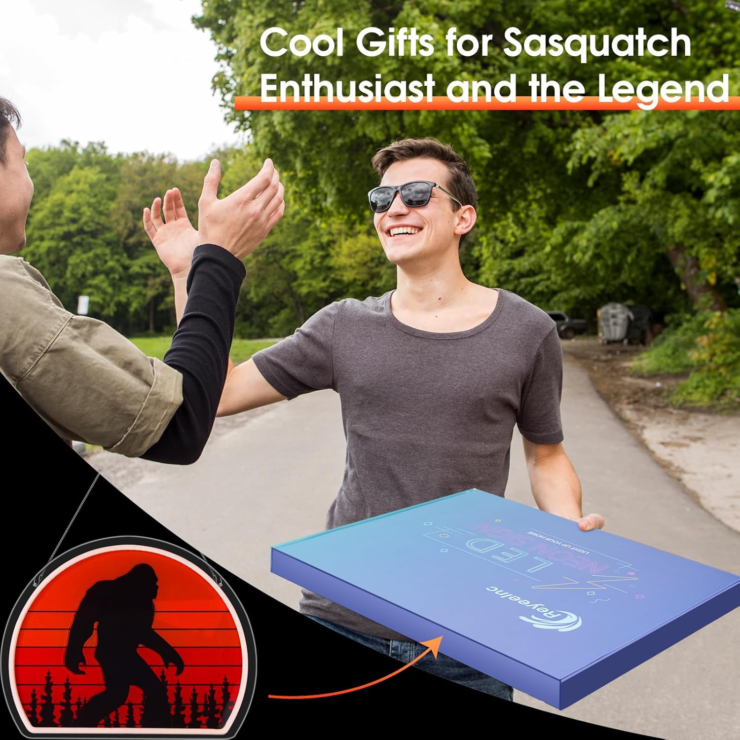 Cryptid Co. Sasquatch Glow – Unique Birthday Gift for Bigfoot Lovers, USB Powered Neon Wall Art for Home Bar and Man Cave