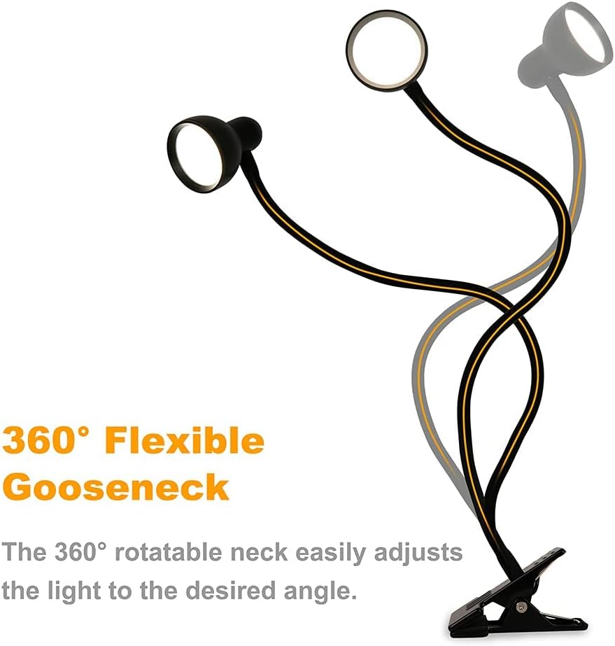 Glocusent Clip-on Reading Light - Thoughtful Birthday Gift for Mom, 3 Color Modes Dimmable Bedside Book Light