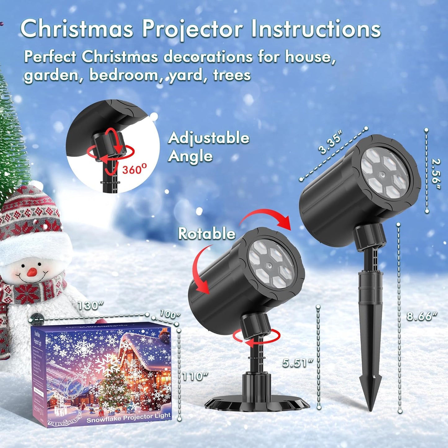 GUSODOR Snowflake Projection Light – Cozy Living Room Home Decor, Ambient Winter Mood Lamp