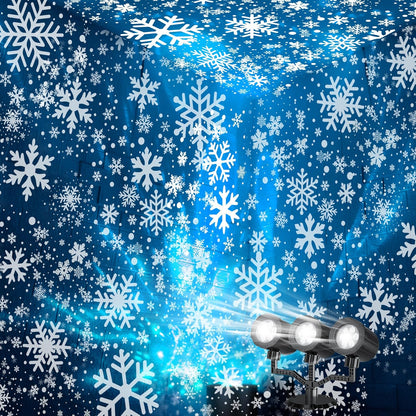 GUSODOR Triple-Head Snowflake Projector – Cozy Living Room and Bedroom Ambient Light for Winter Evenings