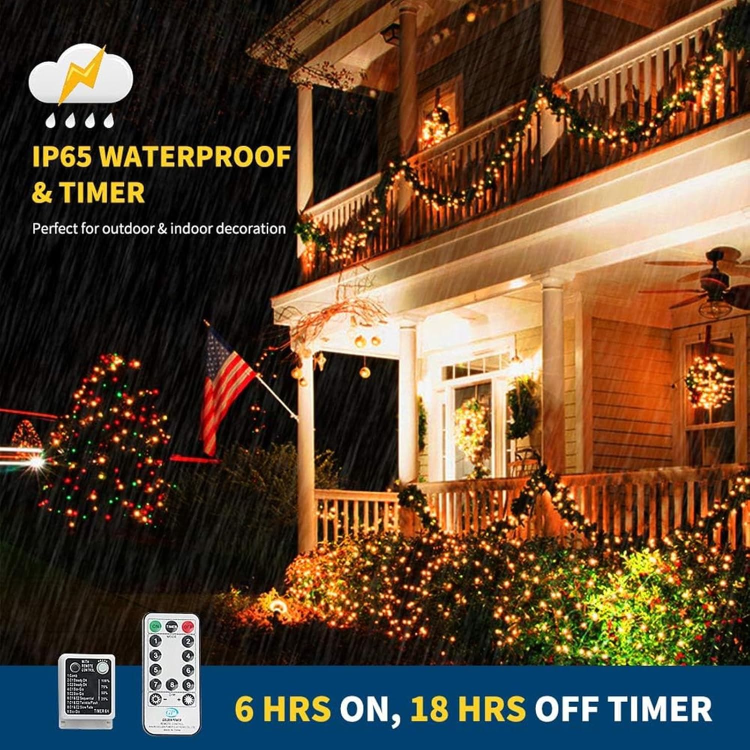 Holiday Bright Fairy Lights for Living Room and Bedroom Aesthetic – 108ft 300 LED Warm White and Multicolor