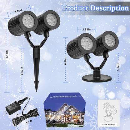 LUMIORA WinterGlow Snowflake Projector – Cozy Living Room Winter Scene, Dual-Head Rotating LED Light