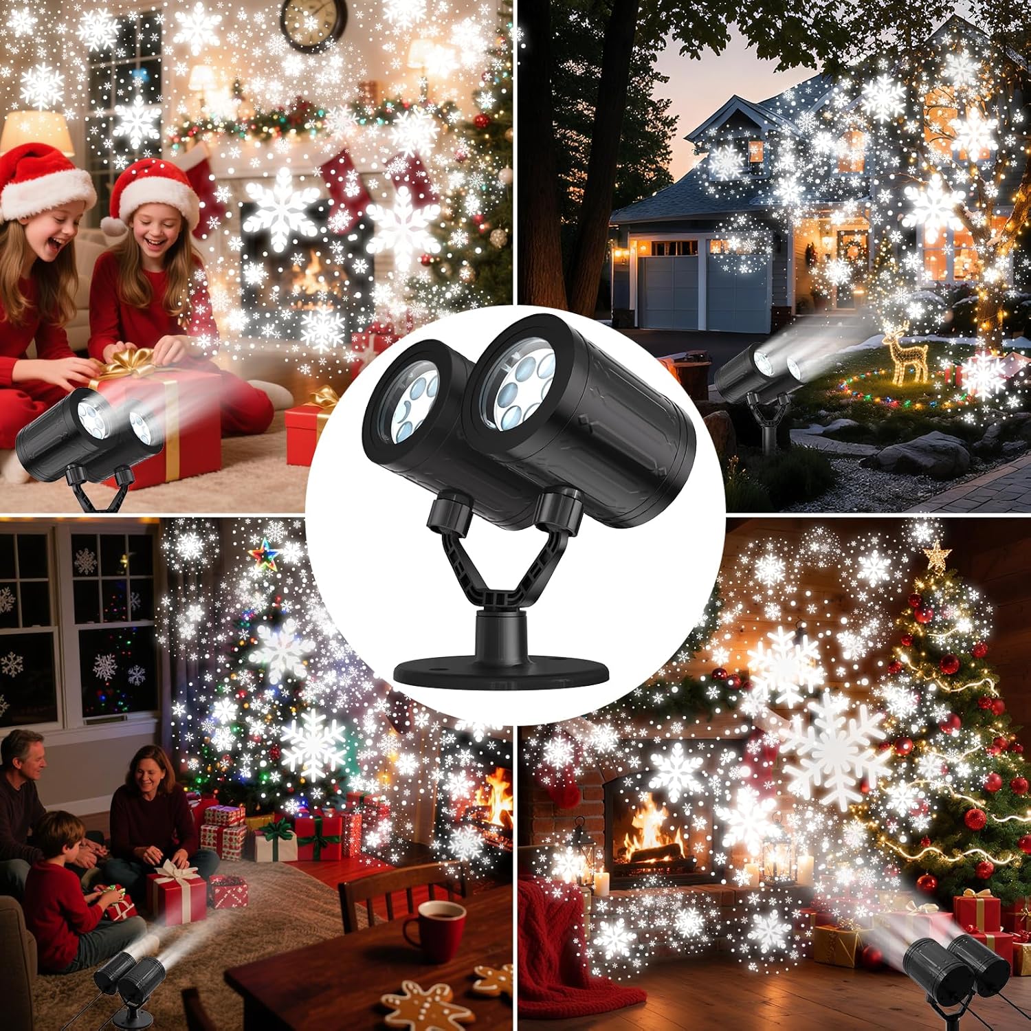 Lumora Glow Snowflake Projector Lights – Waterproof Outdoor Yard Decor for Front Lawn Holiday Curb Appeal