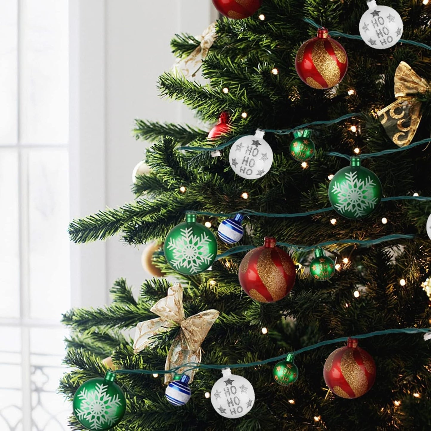 MerryMuse Christmas Ornament Lights 28ft, Thoughtful Holiday Gift for Mom, Pre-Lit Tree Decor with 7 Light Modes