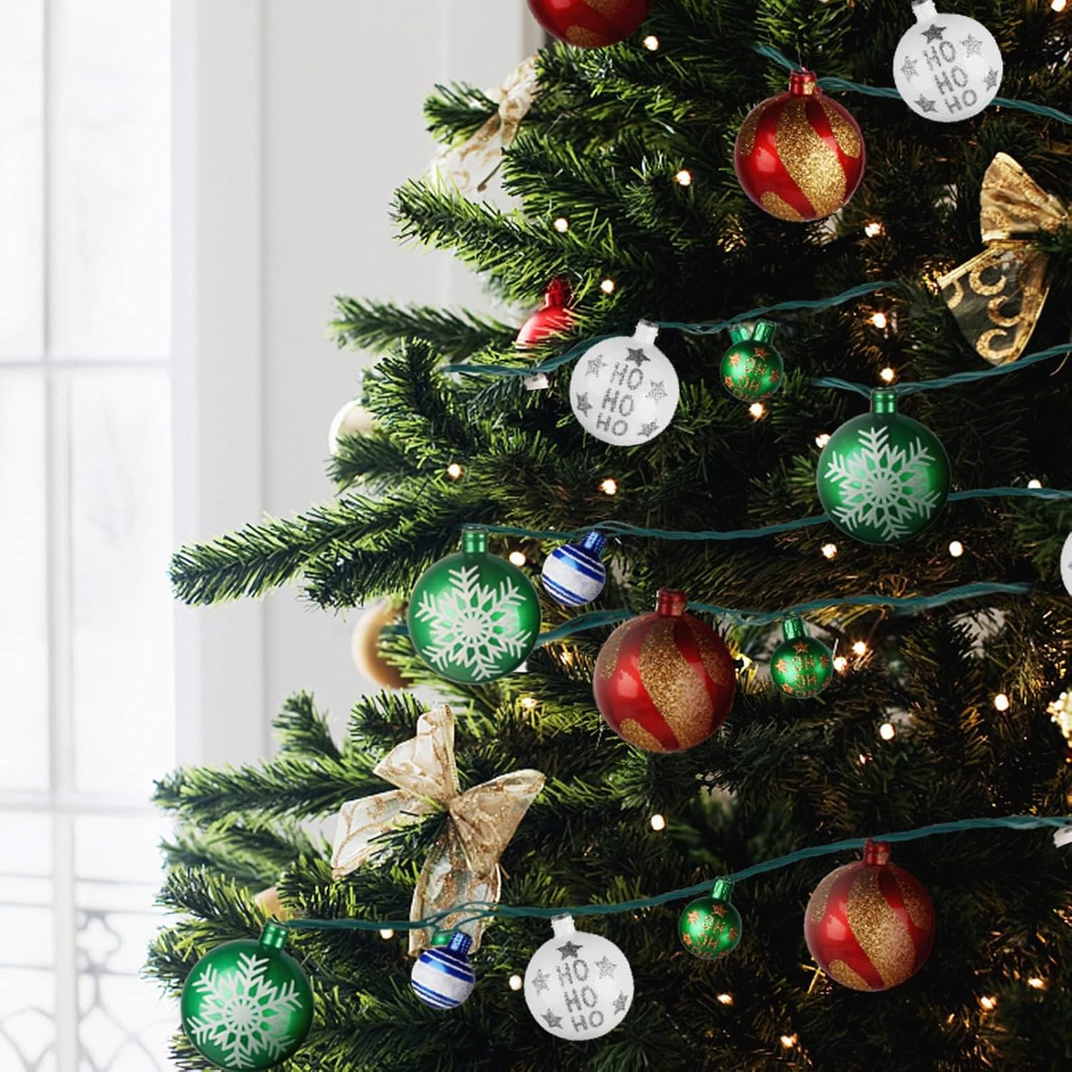 MerryMuse Christmas Ornament Lights 28ft, Thoughtful Holiday Gift for Mom, Pre-Lit Tree Decor with 7 Light Modes