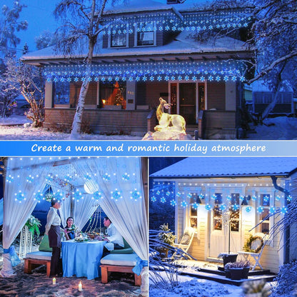 Minimax Snowflake Curtain Lights – Patio and Balcony Ambiance Lighting, IPX4 Waterproof Connectable 4-Strand Set