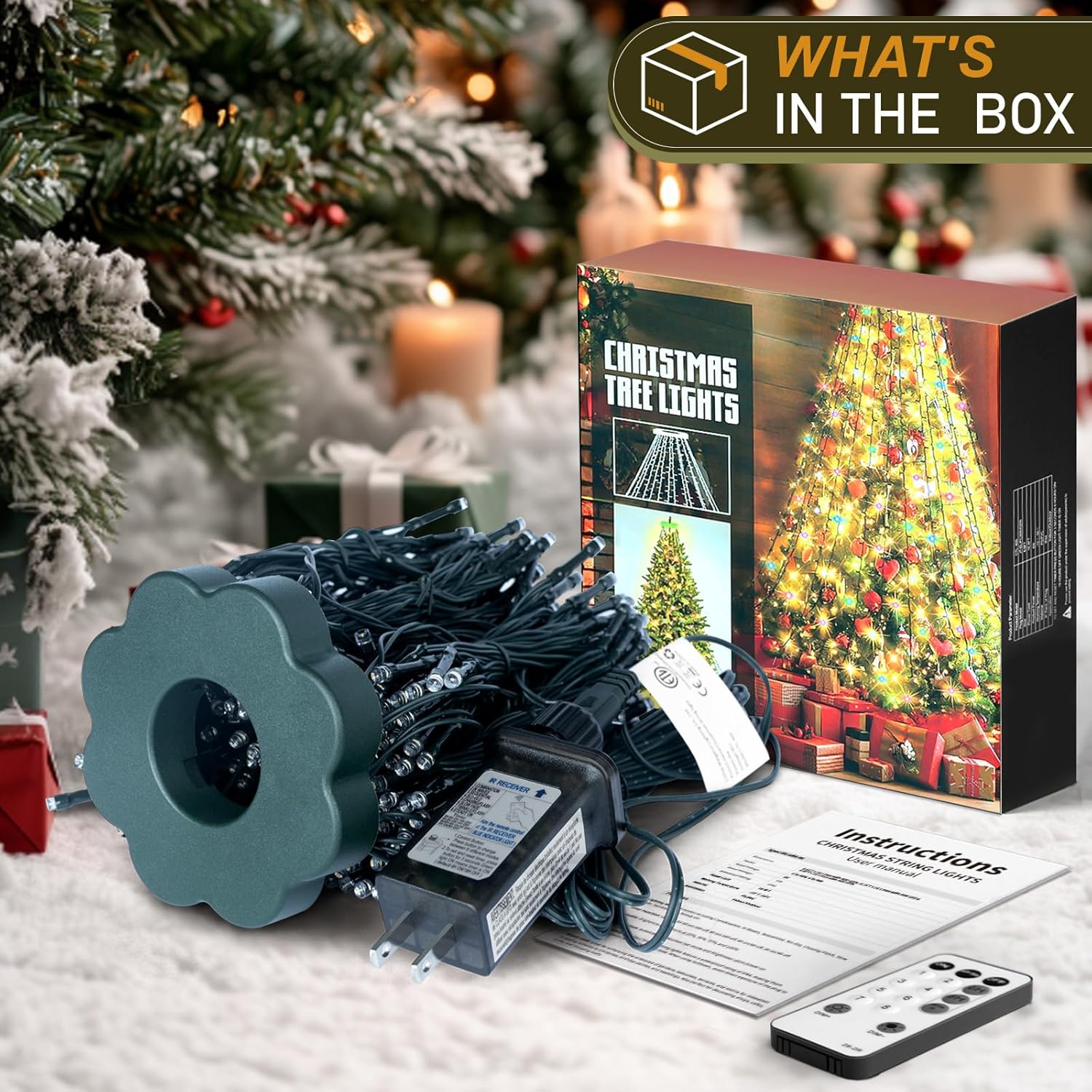 Olaney Christmas Tree Lights – Thoughtful Holiday Gift for Mom, No-Tools Cascading Fairy Lights for Her Home