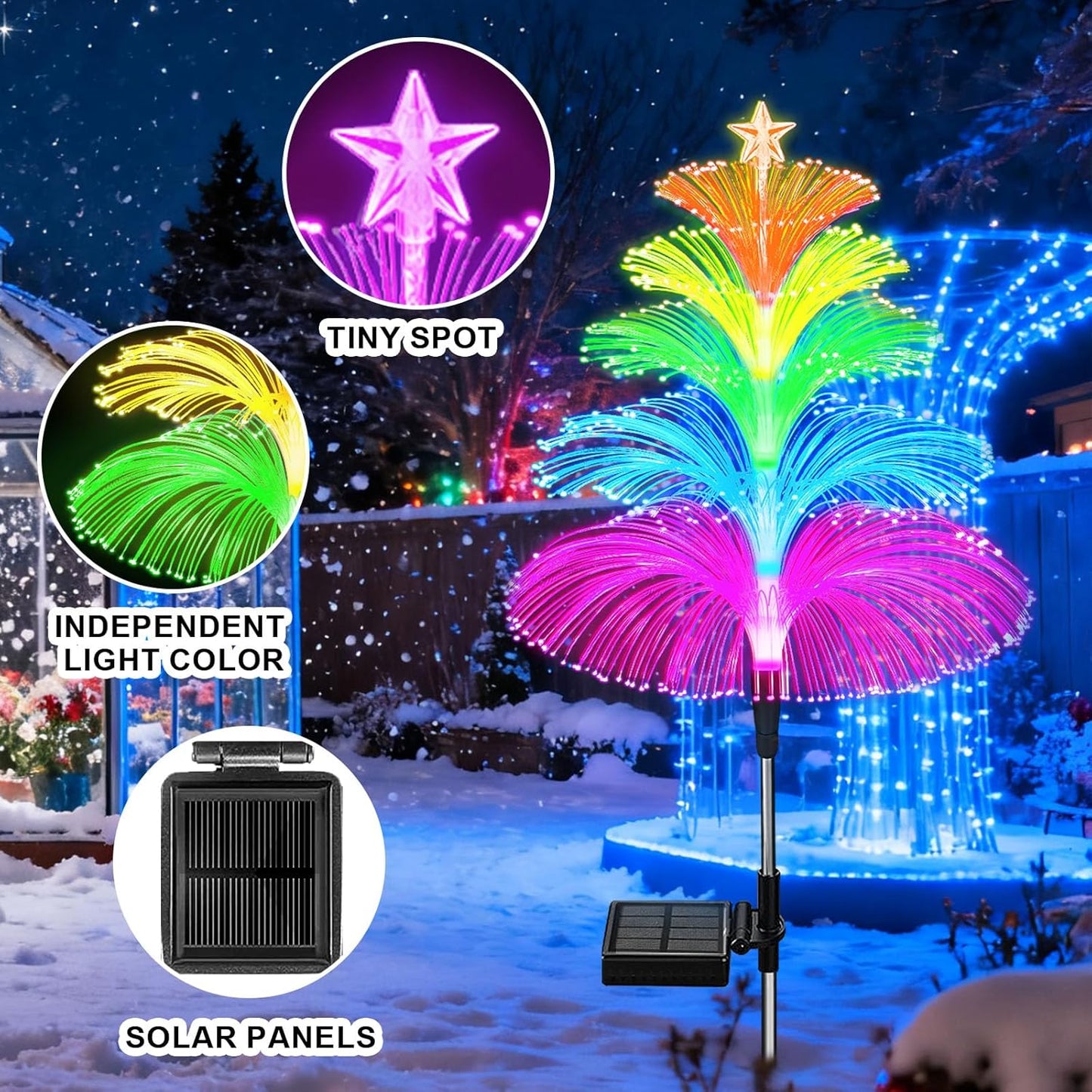 Solar Christmas Tree Lights 3 Pack – Thoughtful Holiday Gift for Mom and Women Who Love Seasonal Yard Decor