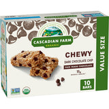 Cascadian Farm Organic Chewy Granola Bars Dark Chocolate Chip – Clean-Label Pantry Staple for Mindful Snackers, 10-Bar Box