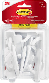 Command Medium Utility Hook Mega Pack – Clean-Lined Adhesive Hooks for Intentional, Uncluttered Spaces