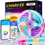 CHARKEE LED Strip Lights Birthday Gift for Her and Mom, Music Sync RGB Light Strip for Bedroom with Bluetooth App, Housewarming Holiday Present