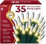 Brightown Clear Warm White Christmas Lights - 35 Incandescent Mini Bulbs Holiday Gift for Her, Cozy Bedroom and Home Decor Present, 6.6 ft Green Wire