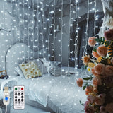 LuminHaus Fairy Curtain String Light 200 LED 6.6x6.6ft Warm White with Remote Timer Housewarming Gift for Her and New Apartment Owners