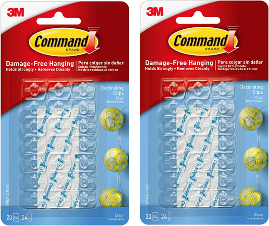 transparent clear clips and clear adhesive strips for discreet mounting